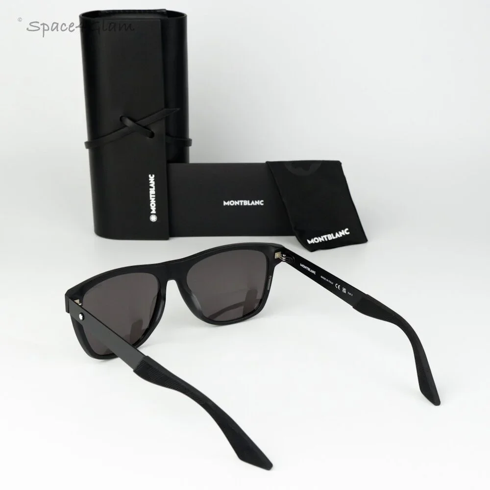 Montblanc Men Sunglasses Matte Black Grey Square MB0298S 001 BRAND NEW